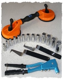 Tools for the automotive replacement glass fitter.